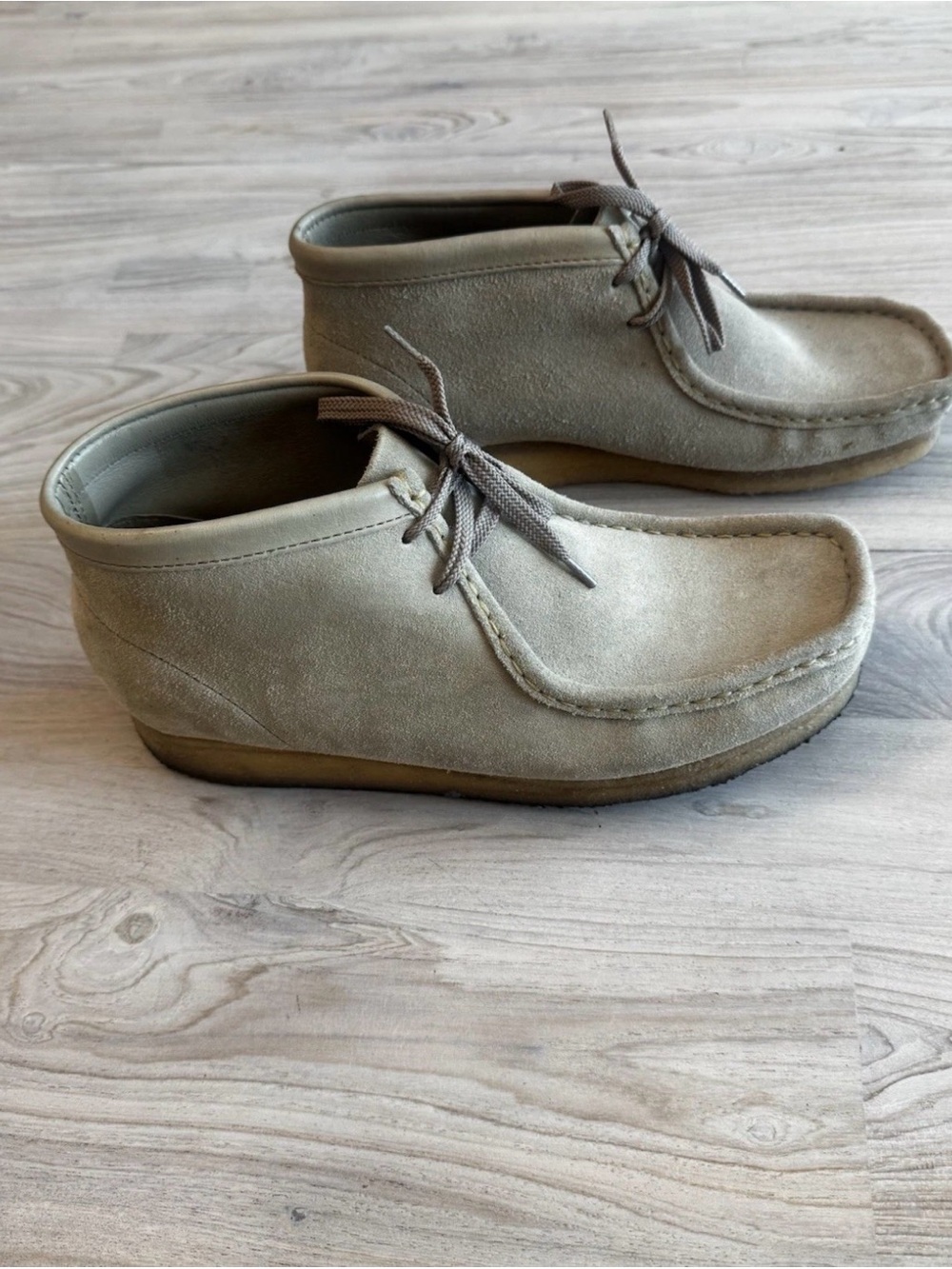 Clarks Men's Suede Moccasin-Style Wallabee Loafers — Light Taupe